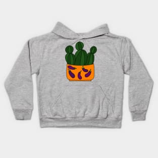 Cute Cactus Design #106: Eggplant Cactus Pot Kids Hoodie